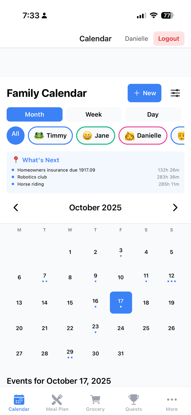 Shared Family Calendar